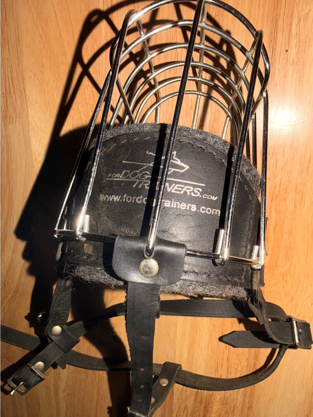 Large Dog Black Leather Wire Basket Muzzle